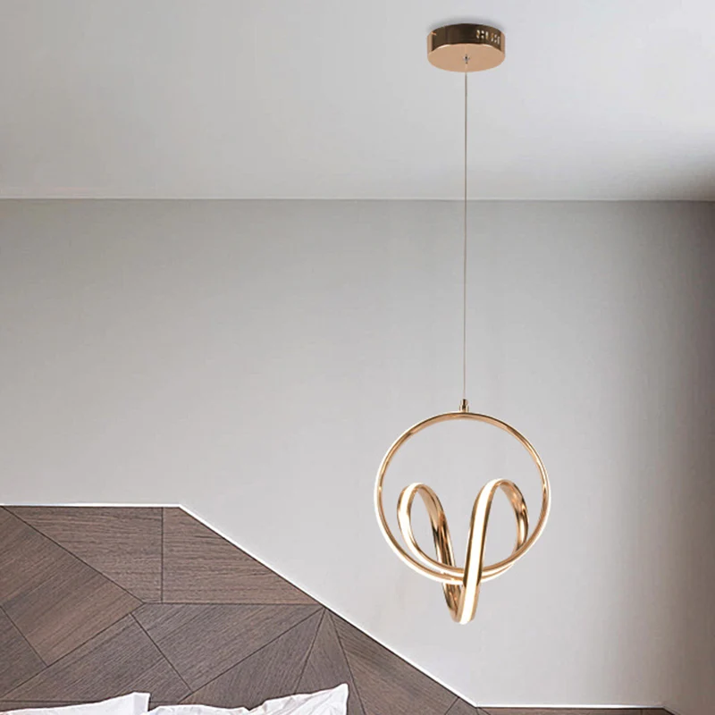 Twijnende aluminium LED-hanglamp Eenvoud Roségouden plafondhanglamp warm/wit licht Clearhalo