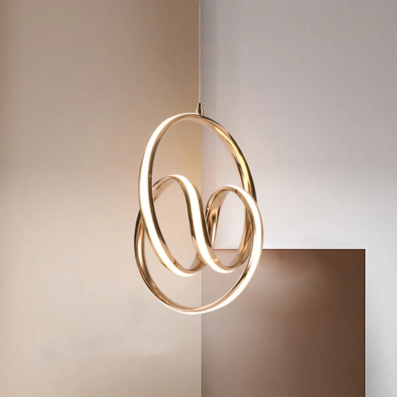Twijnende aluminium LED-hanglamp Eenvoud Roségouden plafondhanglamp warm/wit licht Clearhalo