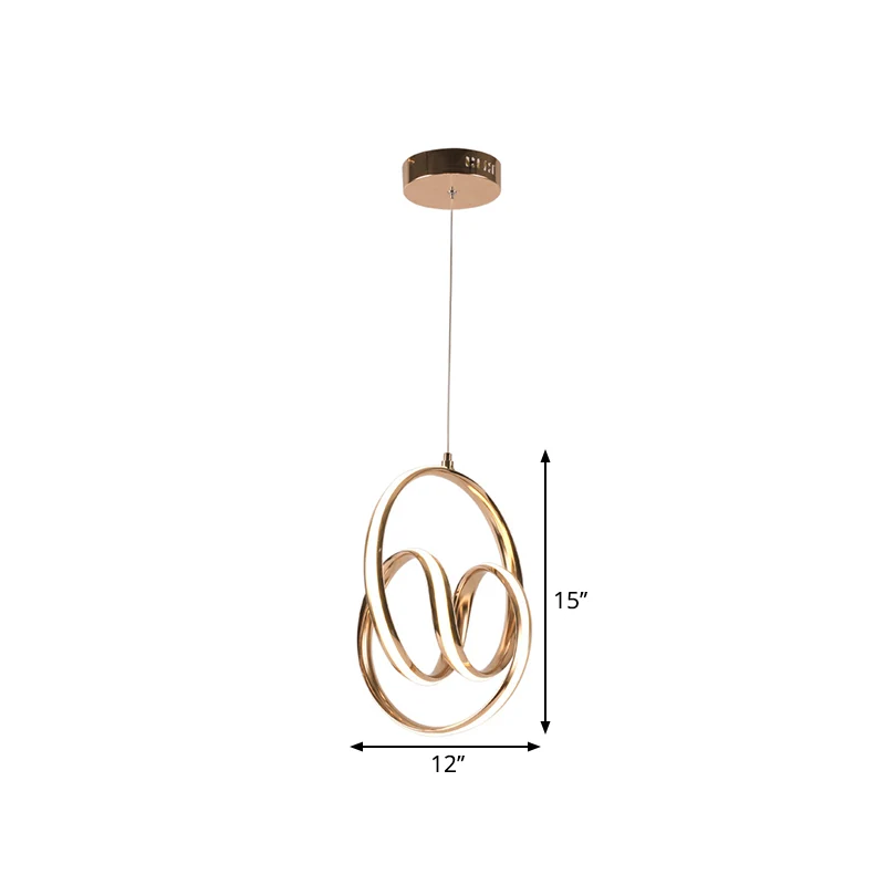Twijnende aluminium LED-hanglamp Eenvoud Roségouden plafondhanglamp warm/wit licht Clearhalo