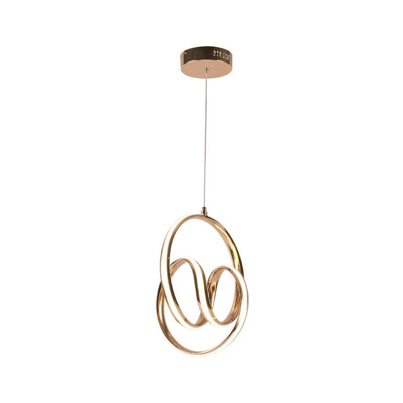 Twijnende aluminium LED-hanglamp Eenvoud Roségouden plafondhanglamp warm/wit licht Clearhalo