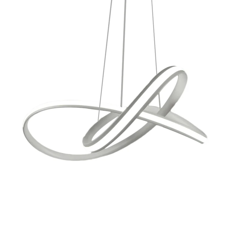 Twining Hoop Drop Hanger Minimalisme Metallic LED Witte Hangende Kroonluchter Warm/Wit Licht Clearhalo