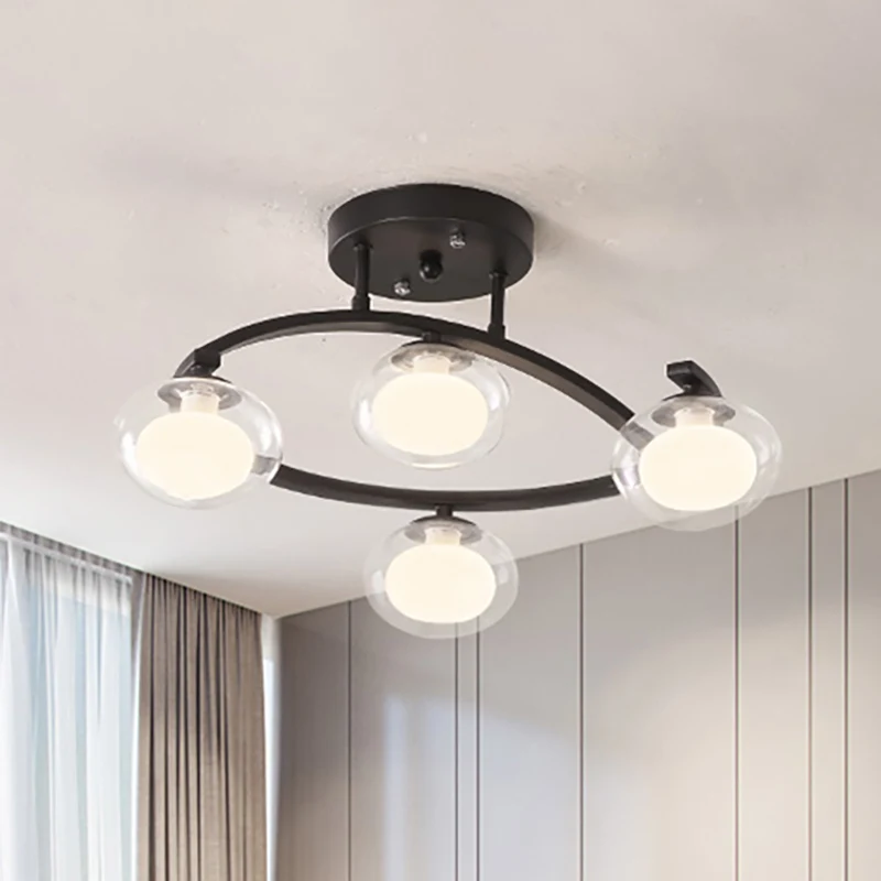 Twist Arm Semi-plafondmontagelamp met ovale kap Eigentijdse metalen plafondlamp voor café Clearhalo