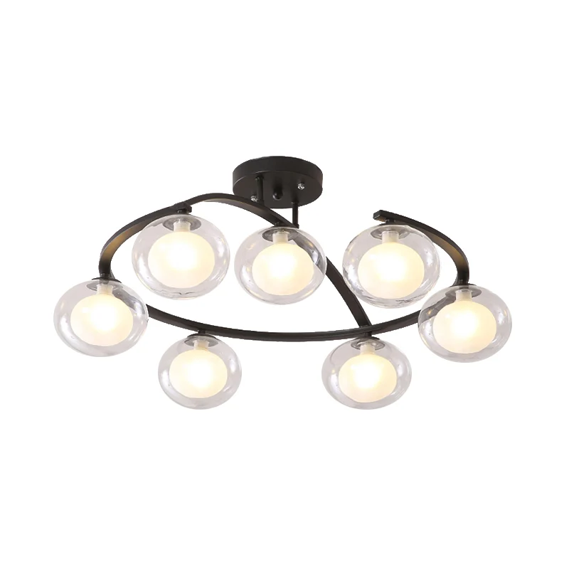 Twist Arm Semi-plafondmontagelamp met ovale kap Eigentijdse metalen plafondlamp voor café Clearhalo