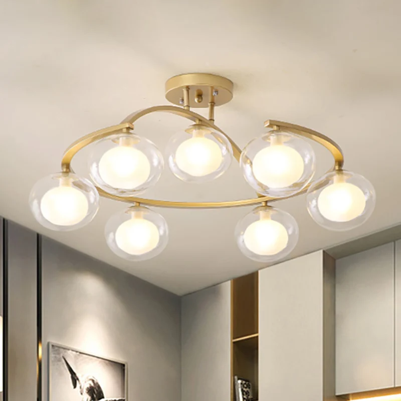 Twist Arm Semi-plafondmontagelamp met ovale kap Eigentijdse metalen plafondlamp voor café Clearhalo