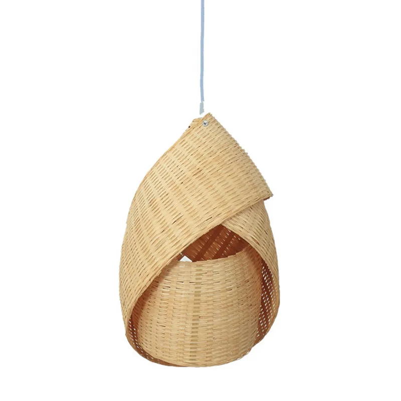 Twist Bamboe Hanglamp Modern 8,5"/10" Breed 1 Lichtbeige Ophanghanger voor Restaurant Clearhalo