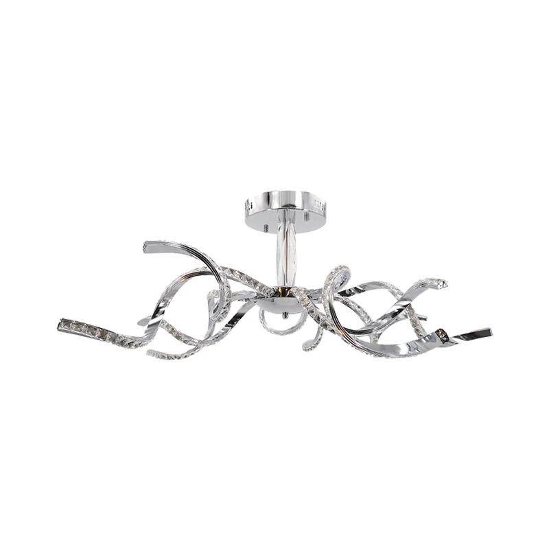 Twist Crystal semi-inbouwverlichting minimalistisch 10-lichts chroom plafondlamp wit/natuurlijk licht Clearhalo