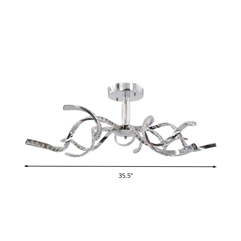 Twist Crystal semi-inbouwverlichting minimalistisch 10-lichts chroom plafondlamp wit/natuurlijk licht Clearhalo