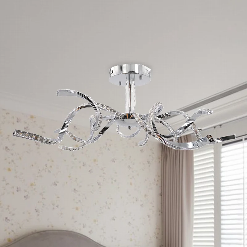 Twist Crystal semi-inbouwverlichting minimalistisch 10-lichts chroom plafondlamp wit/natuurlijk licht Clearhalo