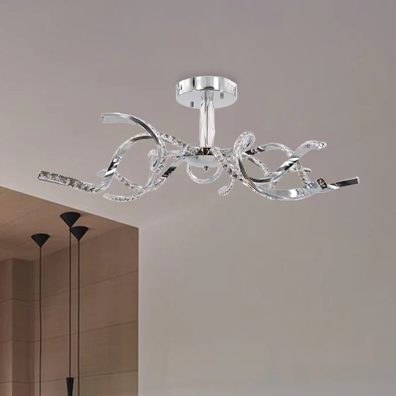 Twist Crystal semi-inbouwverlichting minimalistisch 10-lichts chroom plafondlamp wit/natuurlijk licht Clearhalo