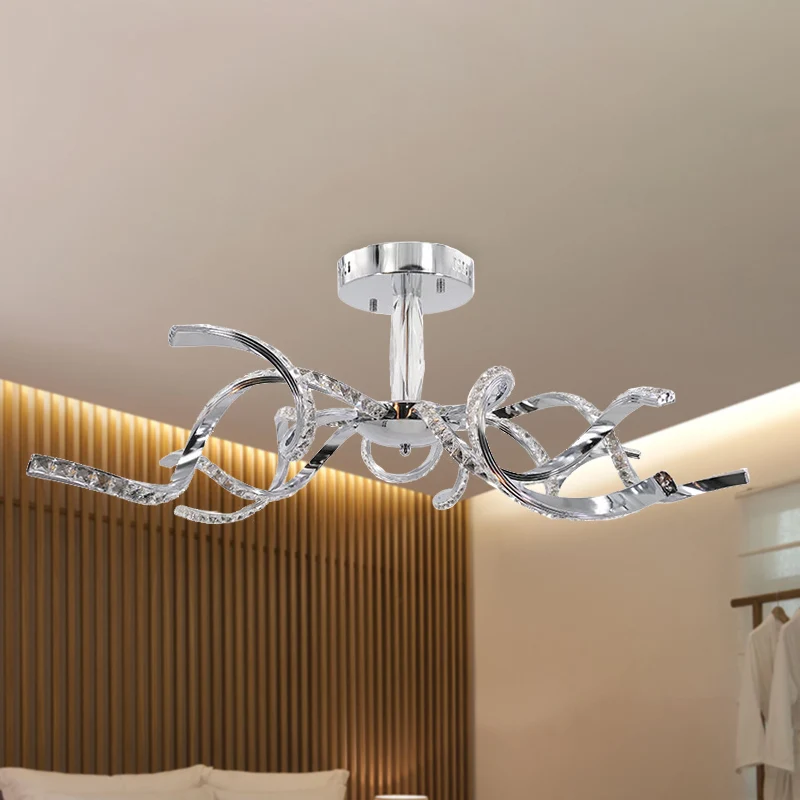 Twist Crystal semi-inbouwverlichting minimalistisch 10-lichts chroom plafondlamp wit/natuurlijk licht Clearhalo