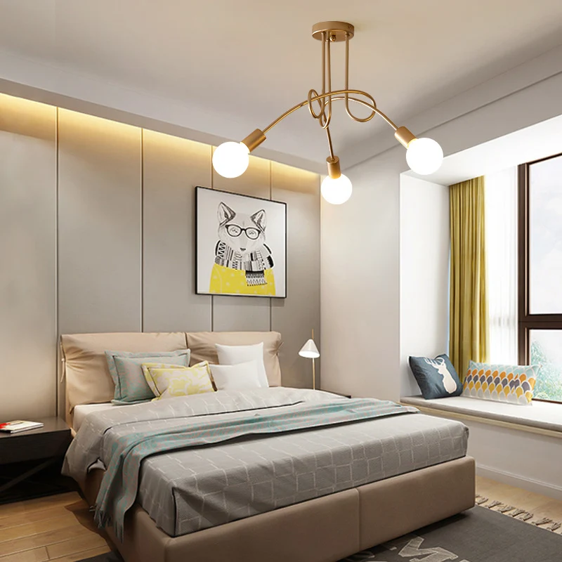Twist metalen verzonken kroonluchter loftstijl slaapkamer halfverzonken plafondlamp met open lampontwerp Clearhalo
