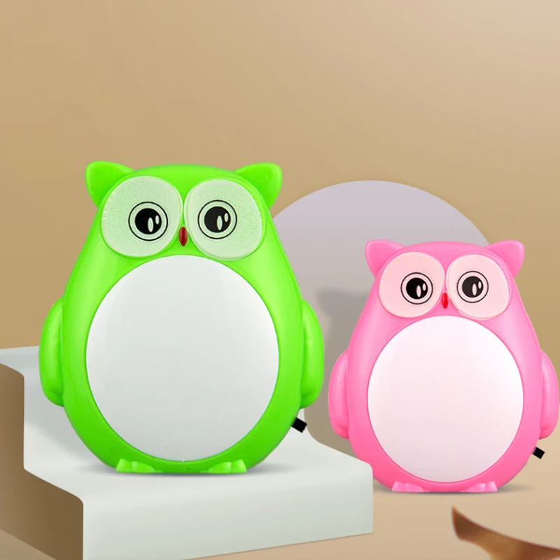 Uil kinderkamer mini-nachtlampje kunststof cartoon plug- LED-wandverlichtingsideeën rood/groen Clearhalo
