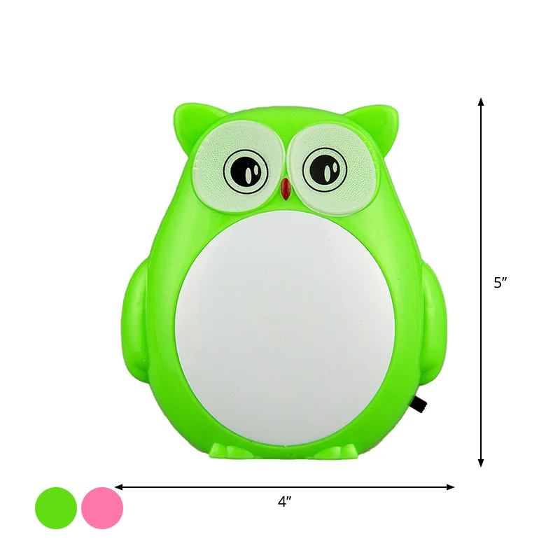 Uil kinderkamer mini-nachtlampje kunststof cartoon plug- LED-wandverlichtingsideeën rood/groen Clearhalo