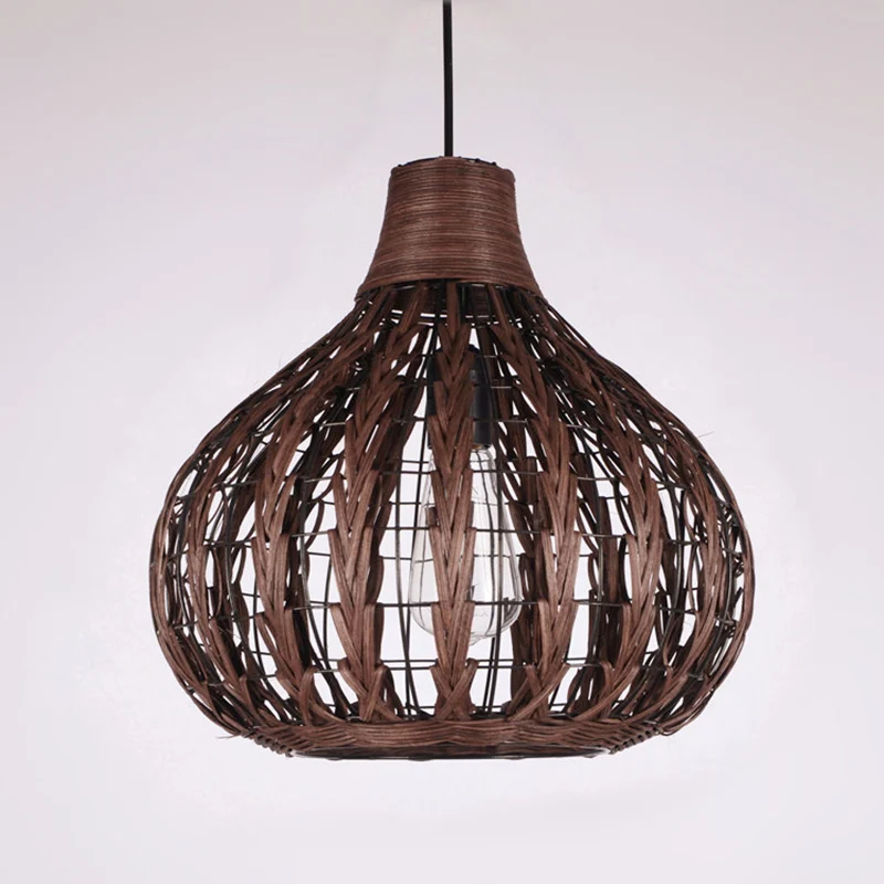 Ui-schaduwplafondlamp Aziatische stijl rotan 1-lamps hangend restaurantlichtarmatuur Clearhalo