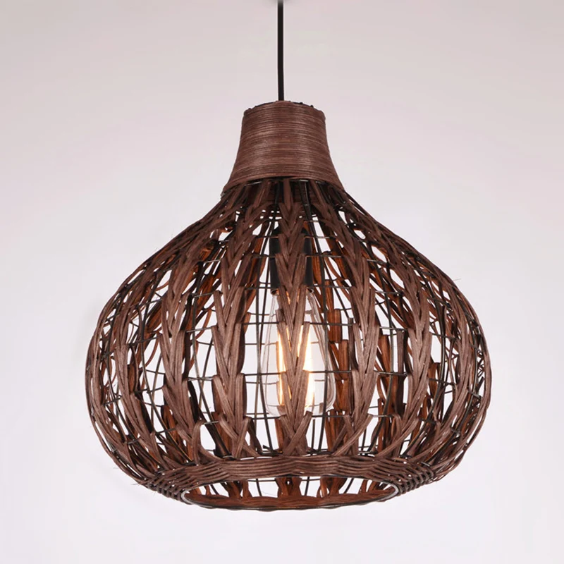 Ui-schaduwplafondlamp Aziatische stijl rotan 1-lamps hangend restaurantlichtarmatuur Clearhalo