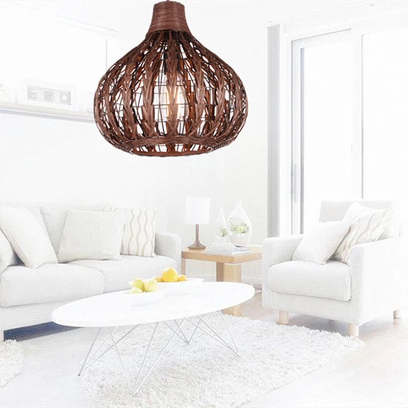Ui-schaduwplafondlamp Aziatische stijl rotan 1-lamps hangend restaurantlichtarmatuur Clearhalo