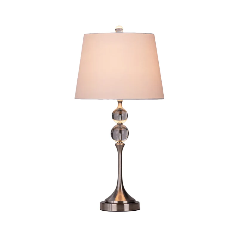Uitlopende kristallen bureaulamp modernisme stof 11"/13" breed 1 kop witte nachttafellamp Clearhalo