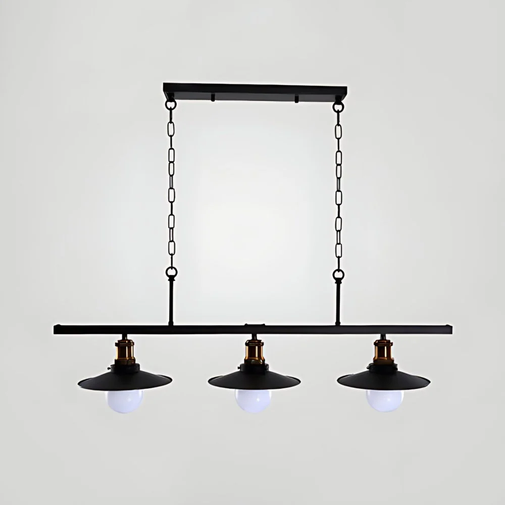 Uitlopende metalen hangende plafondlamp Industriële 2/3-lichts keukenhanglamp met verstelbare ketting zwart Clearhalo
