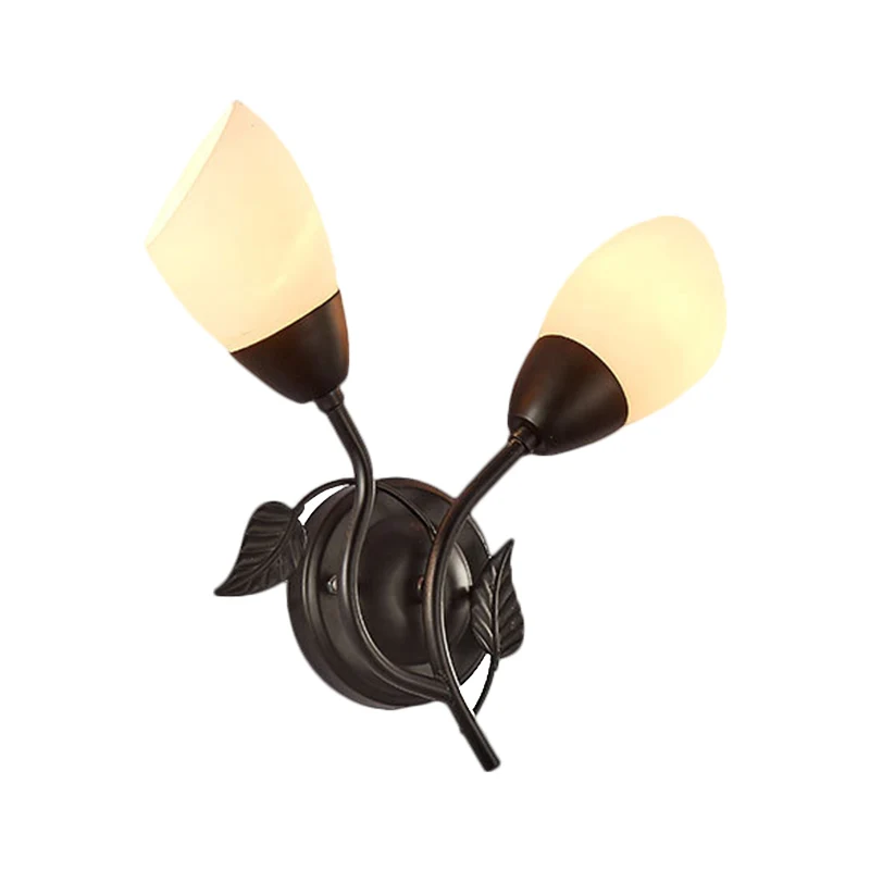 Uitwaaierende nachtkastlamp, vintage gefacetteerd glas, 2 lampen, zwarte wandmontagelamp Clearhalo