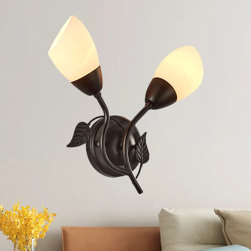 Uitwaaierende nachtkastlamp, vintage gefacetteerd glas, 2 lampen, zwarte wandmontagelamp Clearhalo