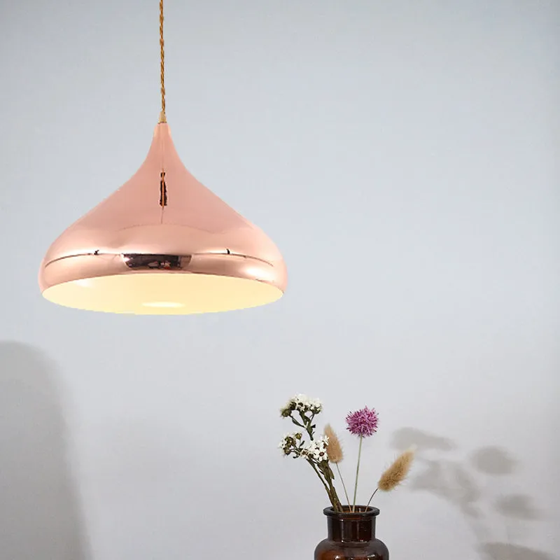 Uivormige slaapkamer hanglamp Metaal Eén lichte eigentijdse hanglamp rosé goud Clearhalo
