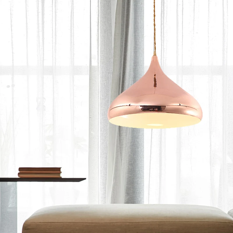 Uivormige slaapkamer hanglamp Metaal Eén lichte eigentijdse hanglamp rosé goud Clearhalo