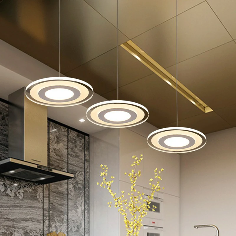 Ultradunne eetkamer multi-lichthanger acryl 3-kops moderne LED-hangende verlichting helder Clearhalo
