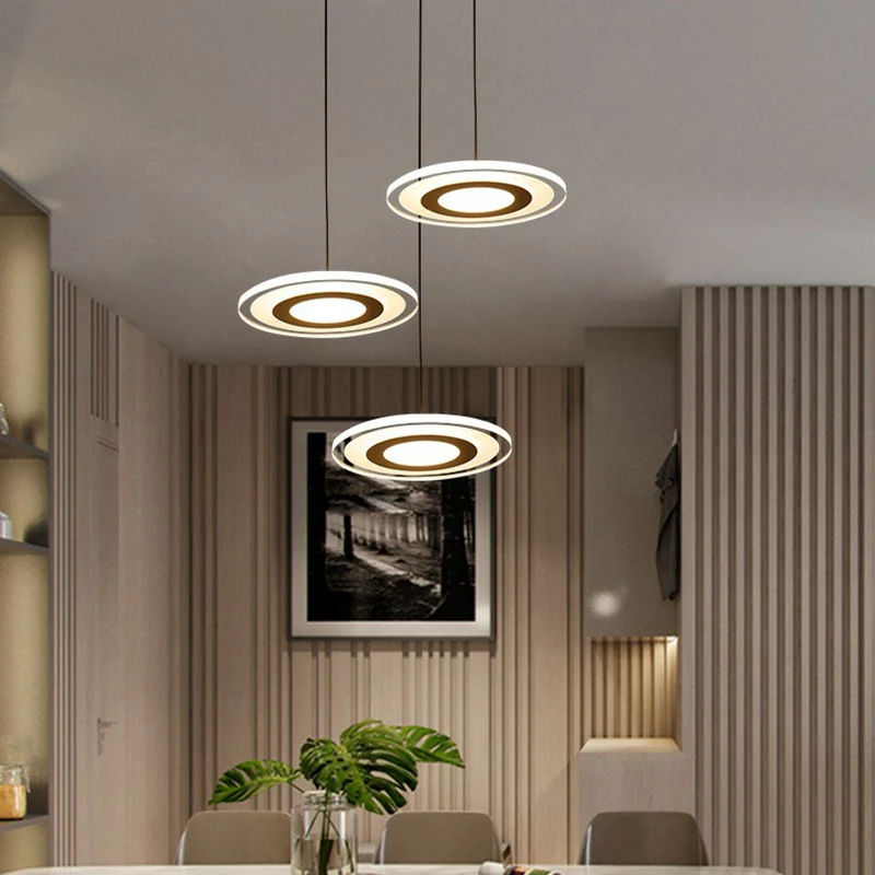 Ultradunne eetkamer multi-lichthanger acryl 3-kops moderne LED-hangende verlichting helder Clearhalo