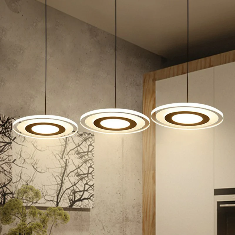 Ultradunne eetkamer multi-lichthanger acryl 3-kops moderne LED-hangende verlichting helder Clearhalo