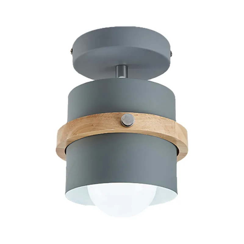 Undertint cilinderinbouwplafondlamp draaibaar 1-lichts Macaron Loft metalen plafondlamp voor gang Clearhalo
