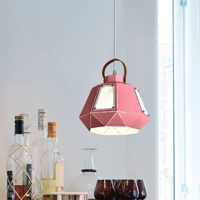 Urn hanglamp modern metaal 10"/14" breed 1 kop grijs/roze/geel hangende plafondlamp met handvat Clearhalo