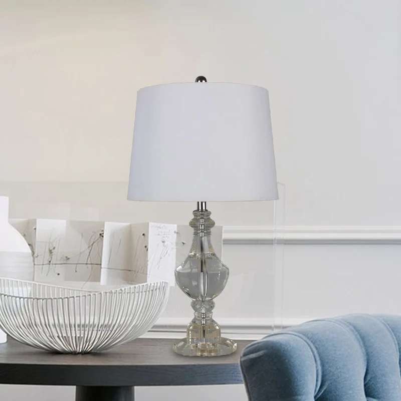 Urnvorm tafellamp modernistisch handgesneden kristal 1 lamp kleine bureaulamp wit Clearhalo