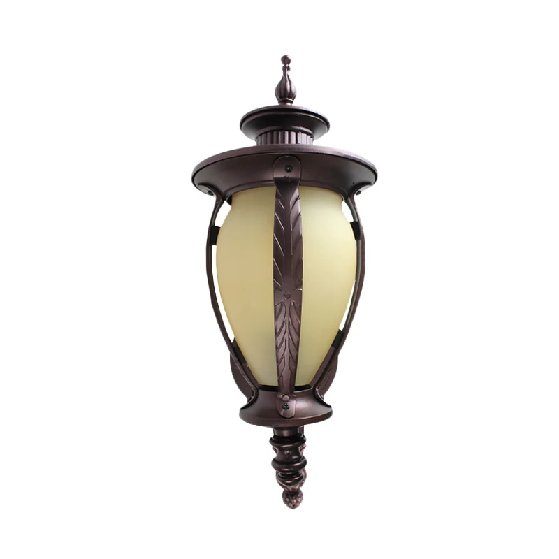 Urnvormige binnenplaats schans licht platteland geel glas enkele lamp donkere koffie wandlamp Clearhalo