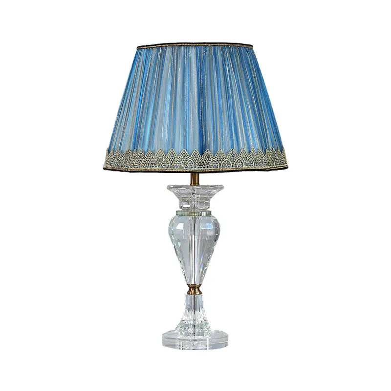 Urnvormige tafellamp met 1 kop, eigentijdse afgeschuinde kristallen kleine bureaulamp blauw Clearhalo