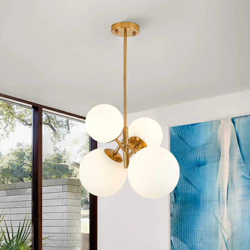 Veelkleurige glazen bubbels hanglamp Nordic nieuwigheid 4-koppige gouden hangende kroonluchter Clearhalo