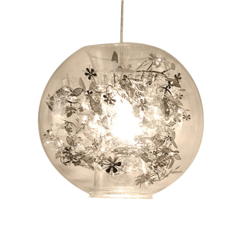 Verbrijzelde Bladeren Hanglamp Modern Helder Glas 1 Licht Zilver/Goud Hangende Plafondlamp Clearhalo