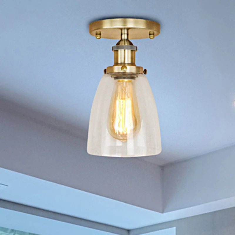 Verlichtingsarmaturen met één lamp Plafond Industriële kegel Helder glas Semi-inbouwverlichting zilver/messing/roest Clear...