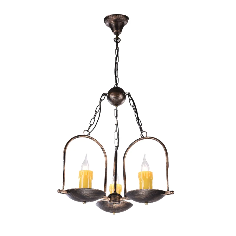 Verouderde messing metalen hanglamp met twee lampen, vintage kaarskroonluchters voor koffiebar Clearhalo