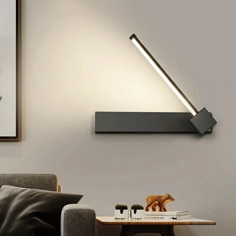 Verstelbare acryl schaduwrijke lineaire wandkandelaar Eenvoud LED zwart/wit wandgemonteerd lichtarmatuur, warm/wit licht C...