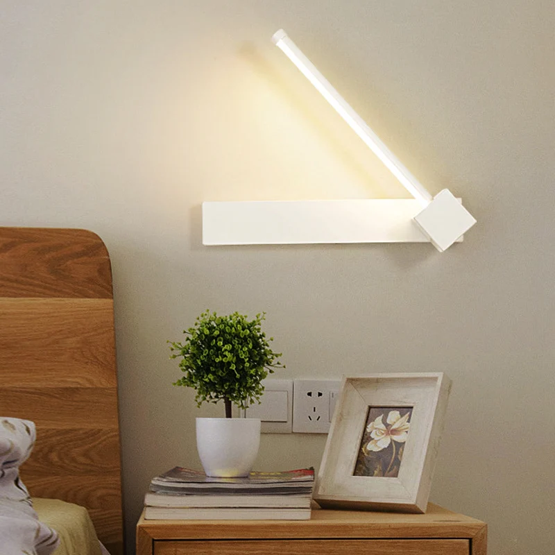 Verstelbare acryl schaduwrijke lineaire wandkandelaar Eenvoud LED zwart/wit wandgemonteerd lichtarmatuur, warm/wit licht C...