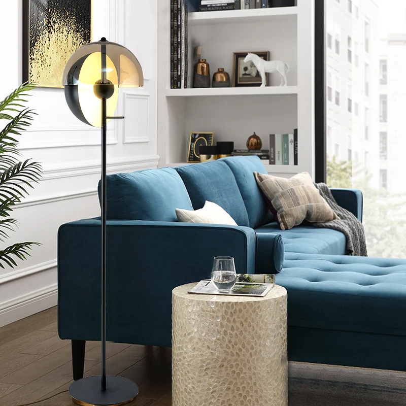 Verstelbare halve cirkel staande vloerlamp modernisme metallic 1 lamp zwarte vloerleeslamp Clearhalo