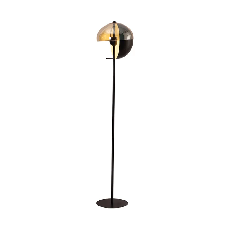 Verstelbare halve cirkel staande vloerlamp modernisme metallic 1 lamp zwarte vloerleeslamp Clearhalo