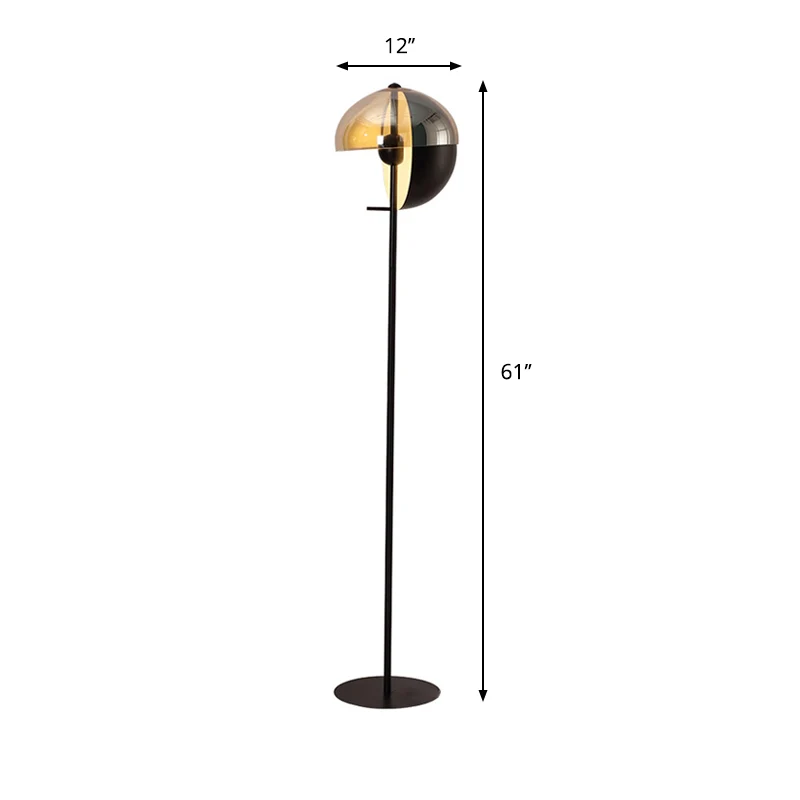 Verstelbare halve cirkel staande vloerlamp modernisme metallic 1 lamp zwarte vloerleeslamp Clearhalo