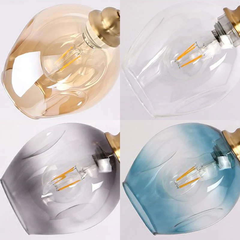 Verstelbare takkroonluchter, postmodern glas met kuiltjes, 7-lichts gouden hanglamp voor salon Clearhalo