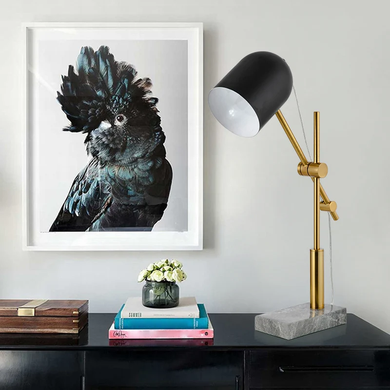 Verstelbare X-arm bureaulamp Designer Metaal 1 lamp Messing en zwarte taaklamp met clochekap Clearhalo