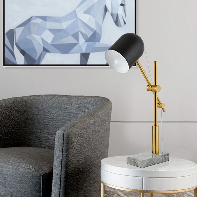 Verstelbare X-arm bureaulamp Designer Metaal 1 lamp Messing en zwarte taaklamp met clochekap Clearhalo