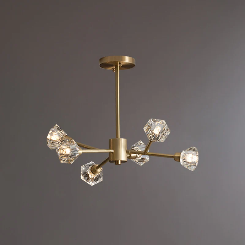 Vertakkende bloem kristallen plafondlamp postmoderne 6/12/15 hoofden slaapkamer hangende kroonluchter messing Clearhalo