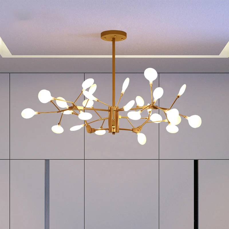 Vertakte Firefly acryl LED-plafondverlichting postmoderne witte kroonluchterlamp Clearhalo