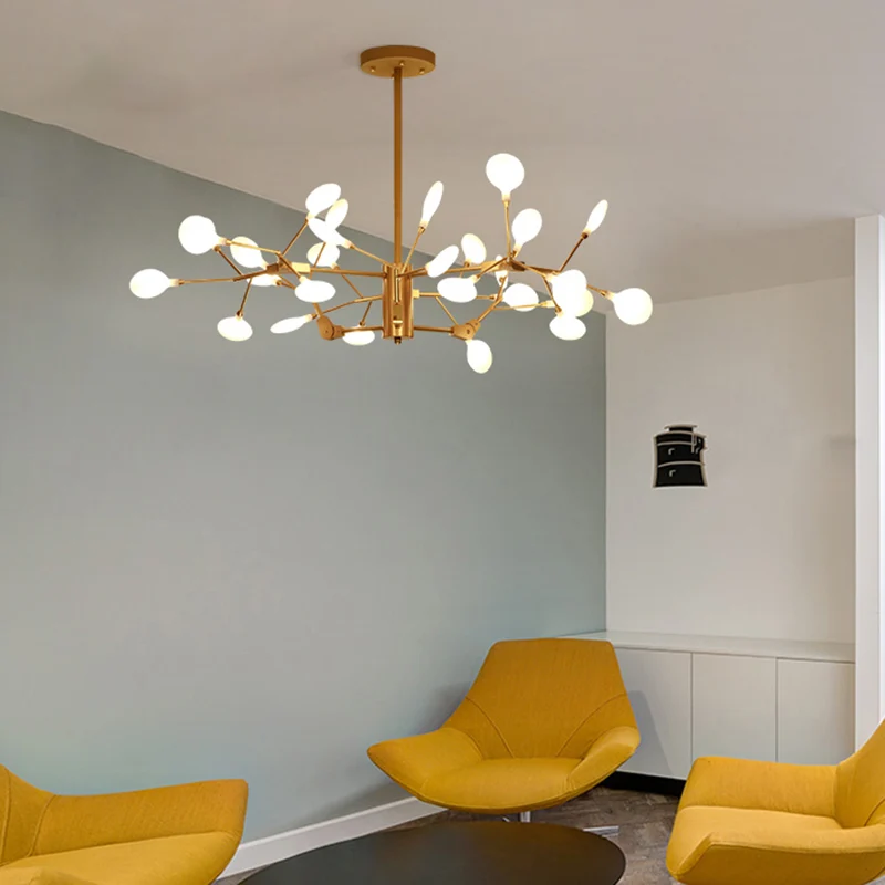 Vertakte Firefly acryl LED-plafondverlichting postmoderne witte kroonluchterlamp Clearhalo
