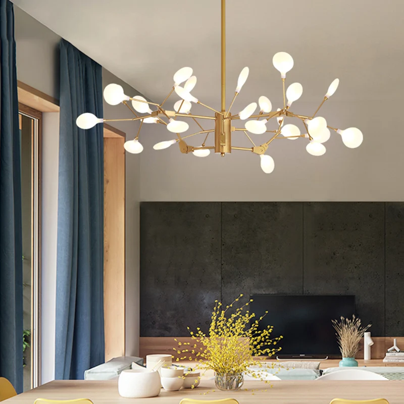 Vertakte Firefly acryl LED-plafondverlichting postmoderne witte kroonluchterlamp Clearhalo